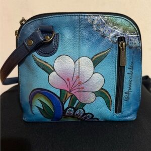 Anuschka Blue and Green Floral Clutch